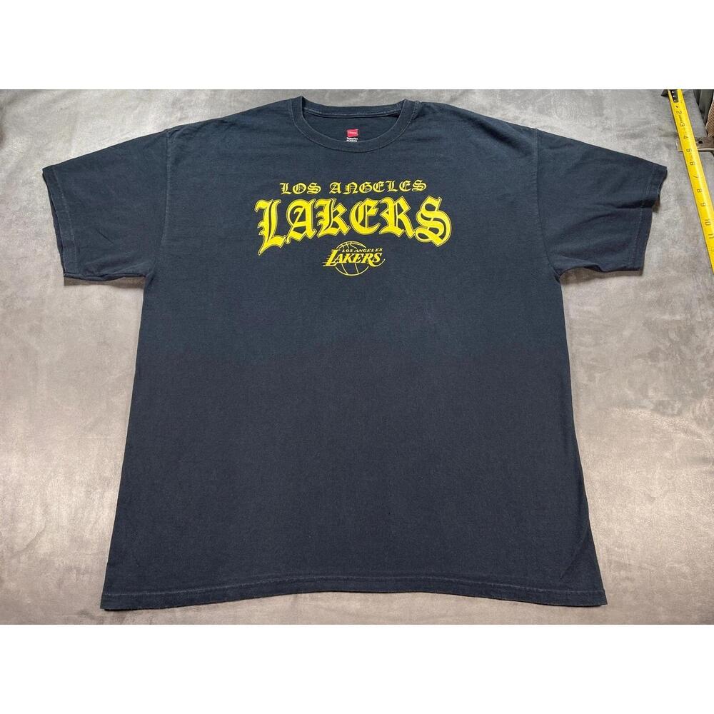 Los Angeles Lakers Nba Black Faded La California Og Font Gangsta Shirt Xl Basket